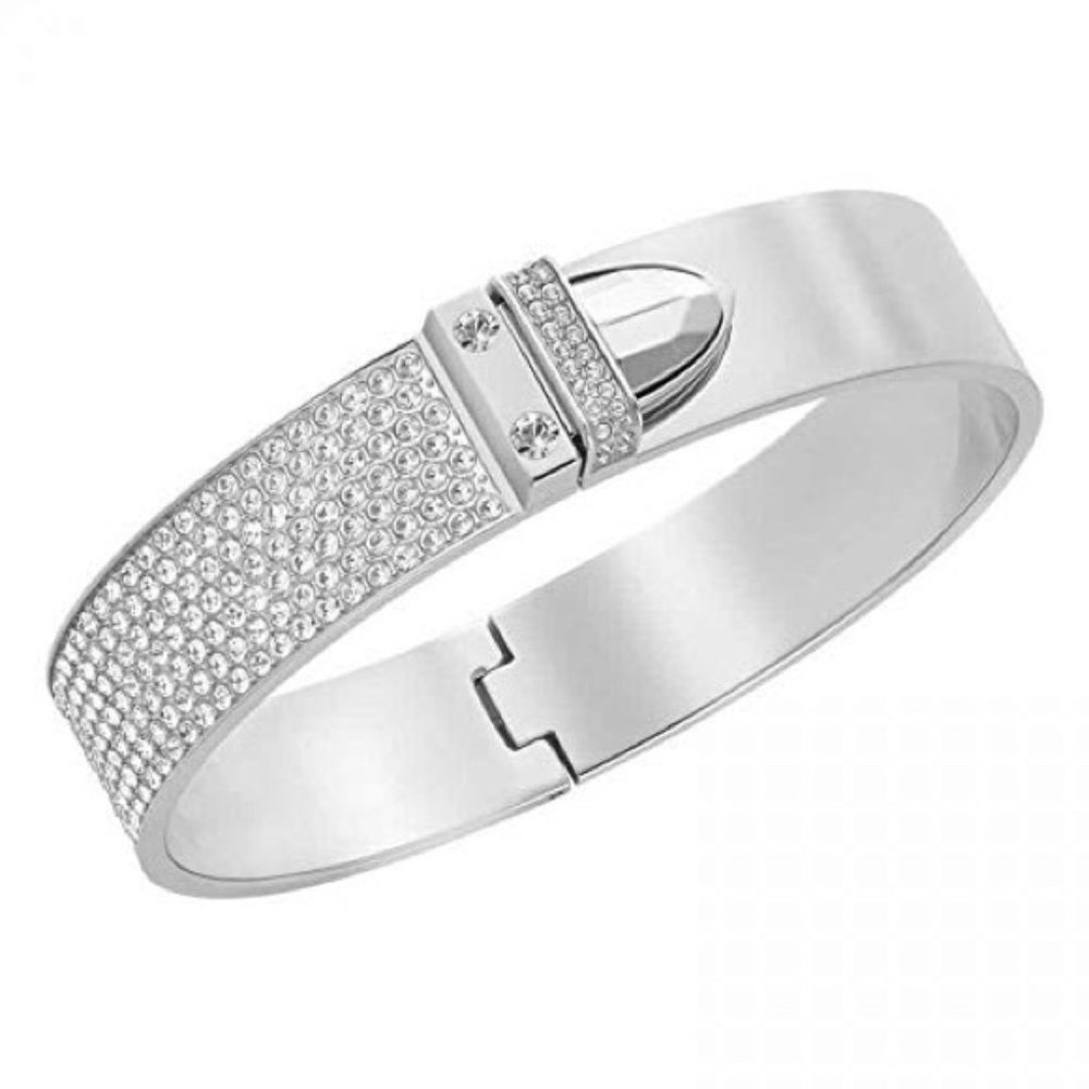 (NWT) Swarovski Crystal Buckle Bangle Bracelet Pavé New In Box